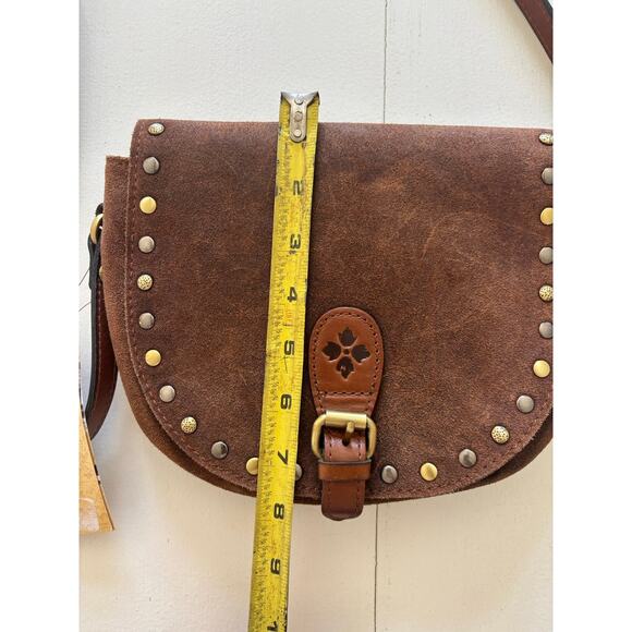 Patricia Nash Isola Flap Crossbody Whiskey Brown Washed Burnished Suede NWT boho - Picture 3 of 15